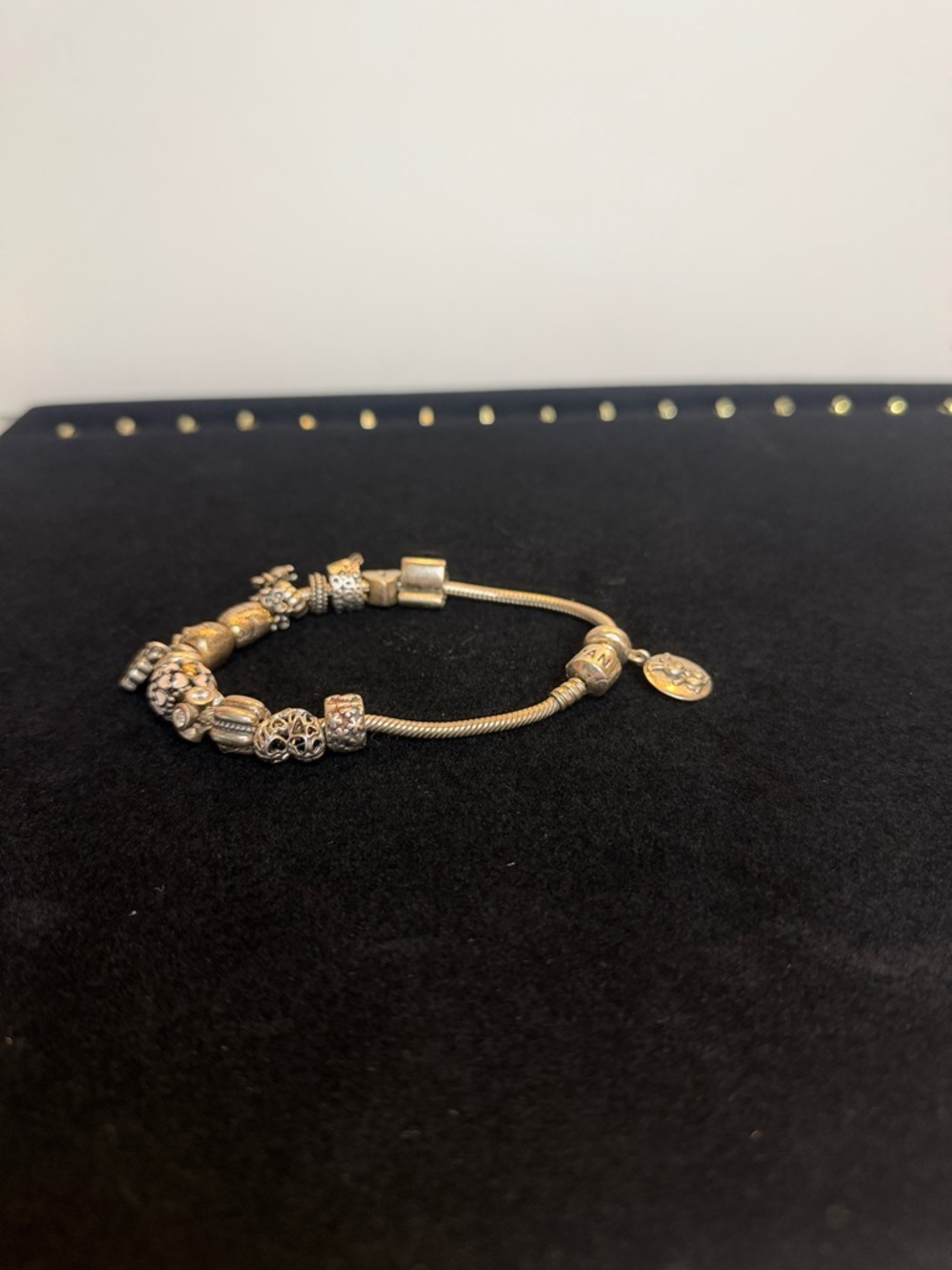 Pandora Gold-Tone Charm Bracelet with Mixed Beads